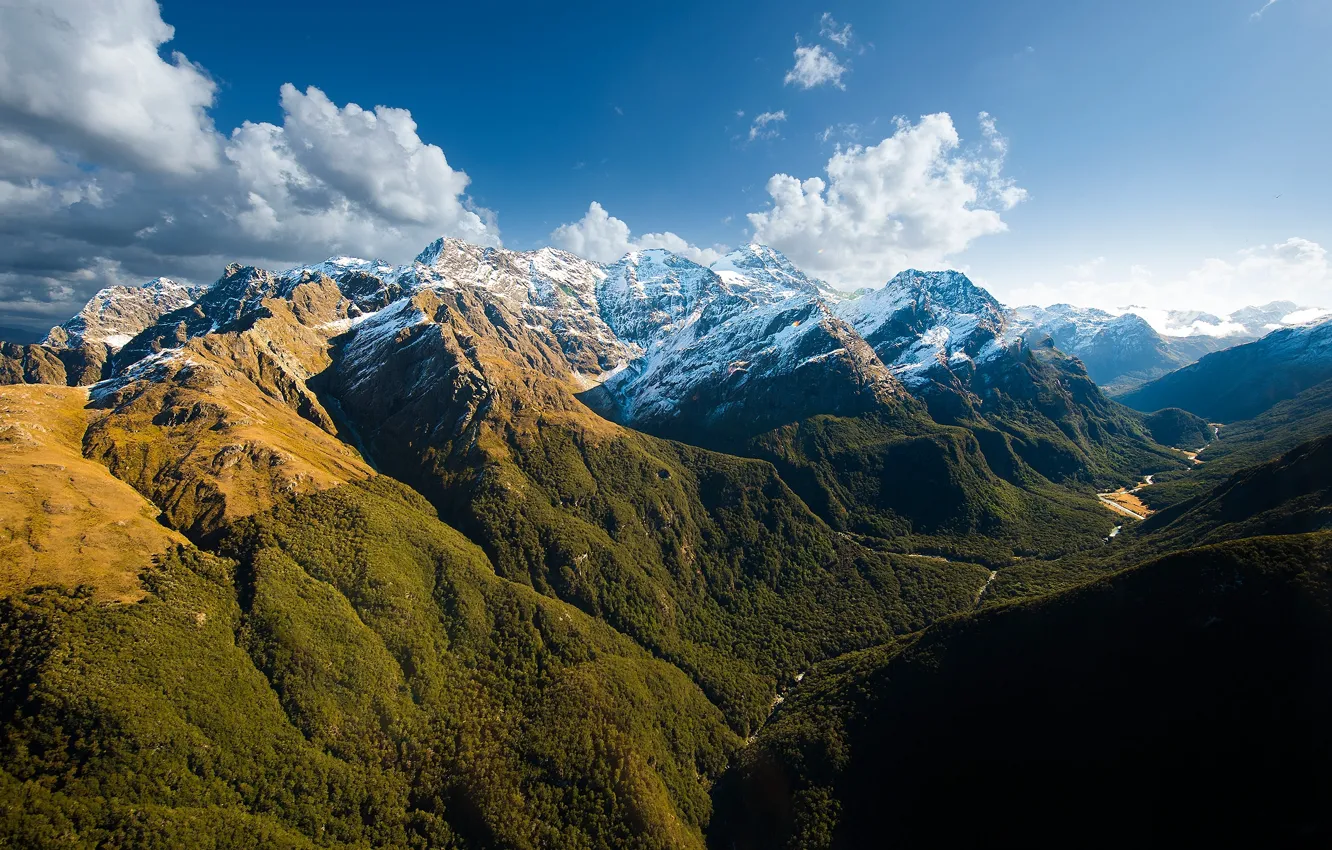 Photo wallpaper the sky, mountains, nature, sound, mountains, milford