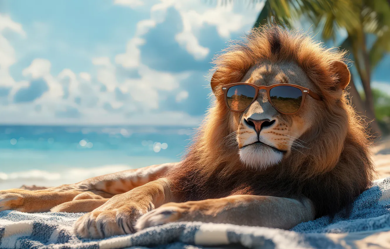 Photo wallpaper sea, face, clouds, light, blue, palm trees, the ocean, stay