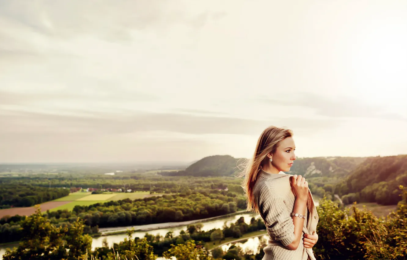 Photo wallpaper landscape, background, view, portrait, profile, Marie