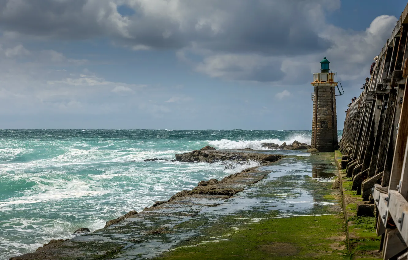 Photo wallpaper sea, shore, lighthouse