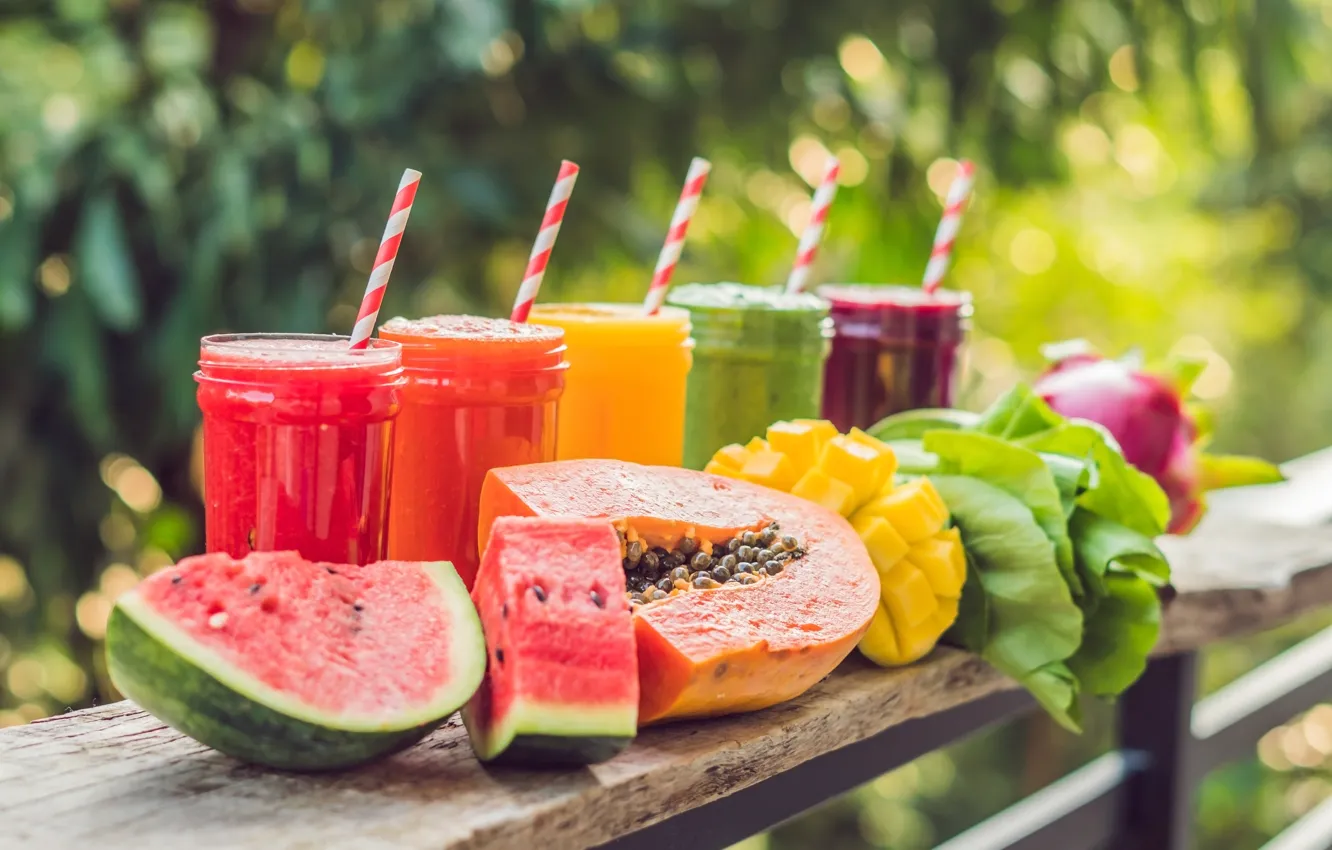 Photo wallpaper fruit, drinks, vegetables, smoothies