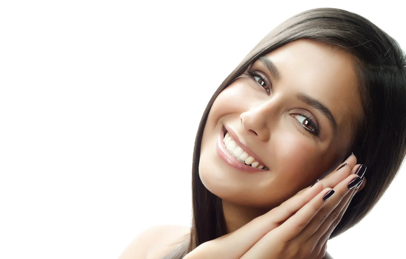 Photo wallpaper face, smile, brunette