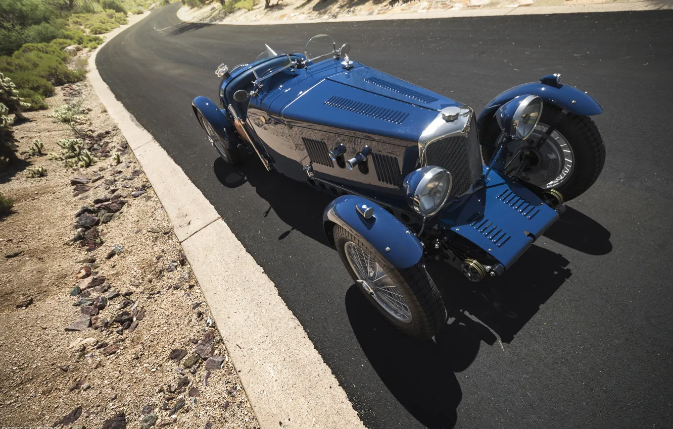 Photo wallpaper Car, Blue, Vintage, Road, 1934, Riler 12-4 Special