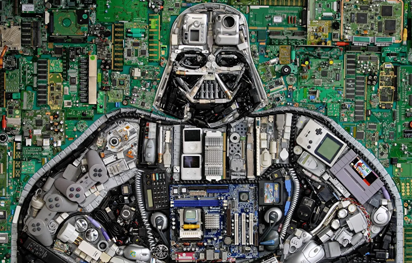 Photo wallpaper Star Wars, button, Darth Vader, details, Star Wars, Darth Vader, chip, joysticks