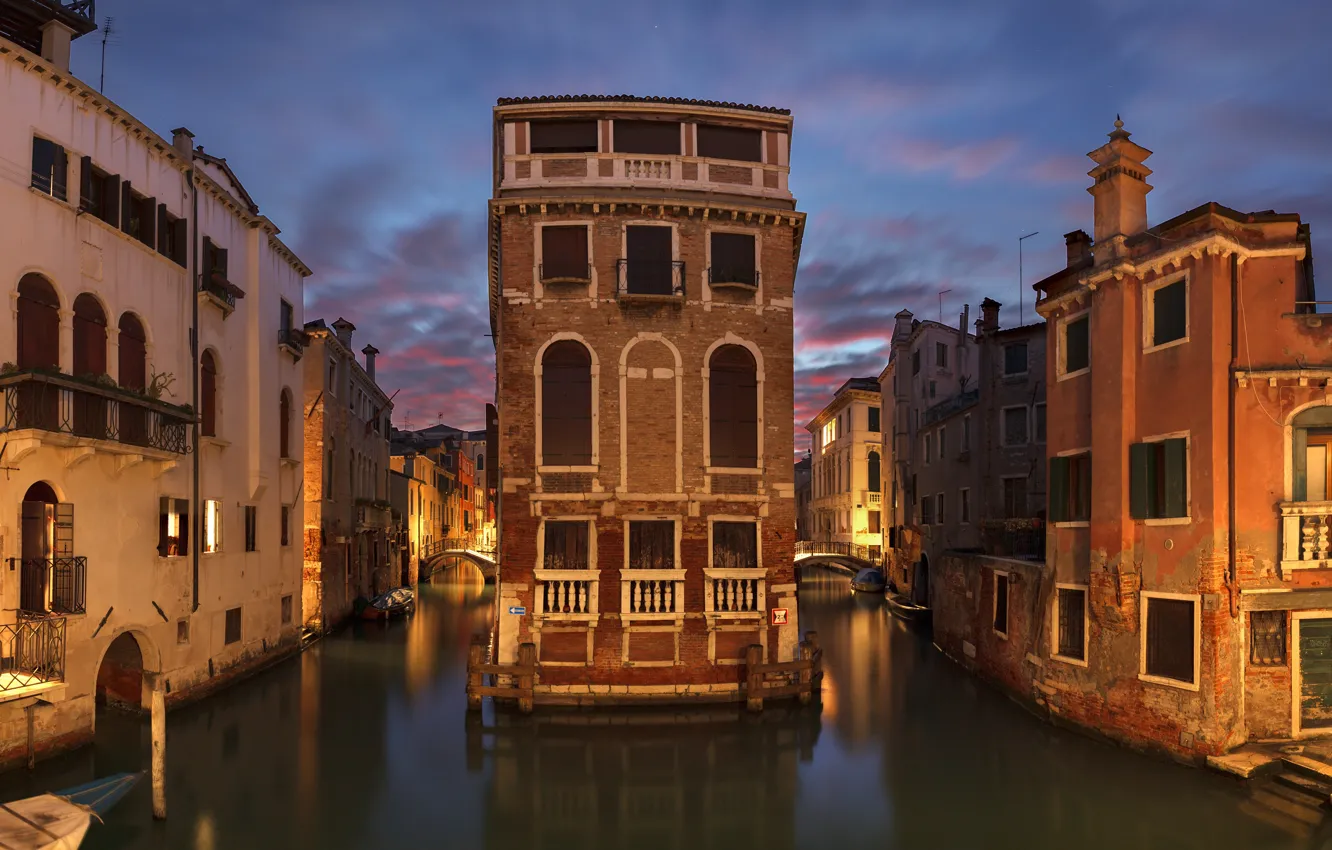 Photo wallpaper night, the city, home, Italy, Venice, channel, Igor Sokolovsky