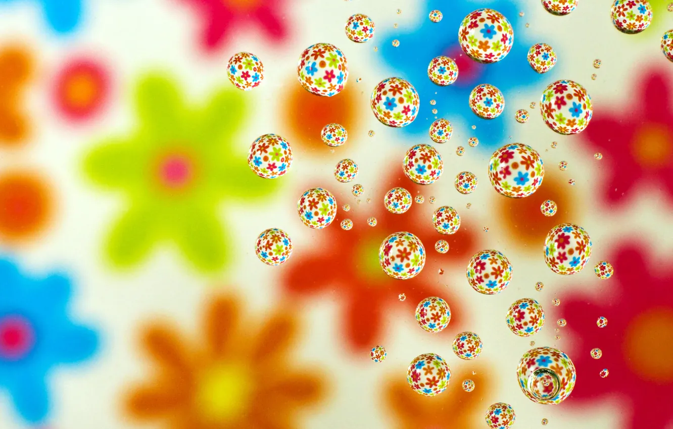 Photo wallpaper flower, drops, abstraction