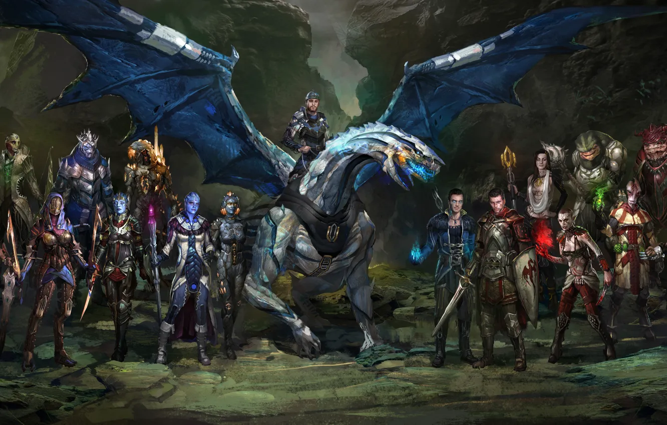 Photo wallpaper mass effect, shepard, Jack, Jeff "Joker" Moreau, Liara T Soni, Subject Zero