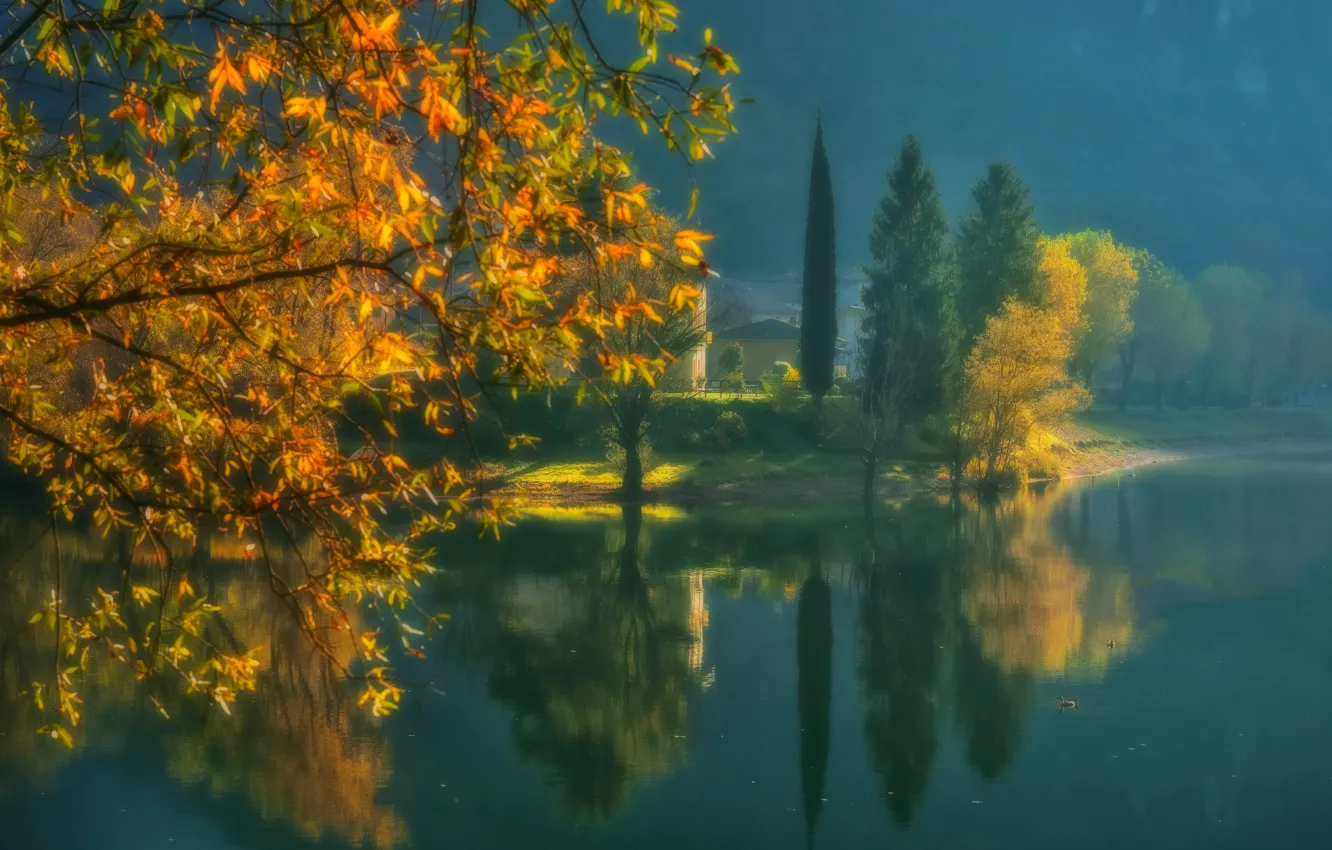 Photo wallpaper autumn, lake, day