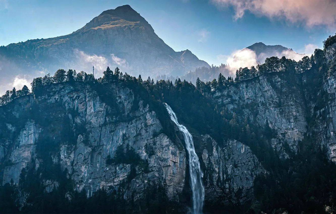 Photo wallpaper mountains, waterfall, Switzerland, Reichenbach