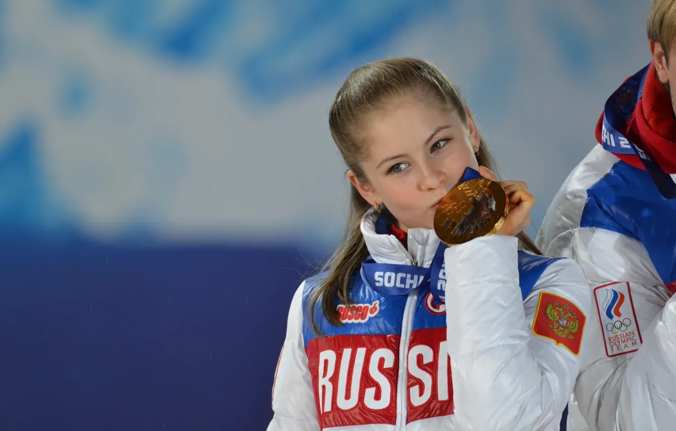 Photo wallpaper figure skating, Olympics, medal, Russia, Sochi, 2014, Yulia Lipnitskaya