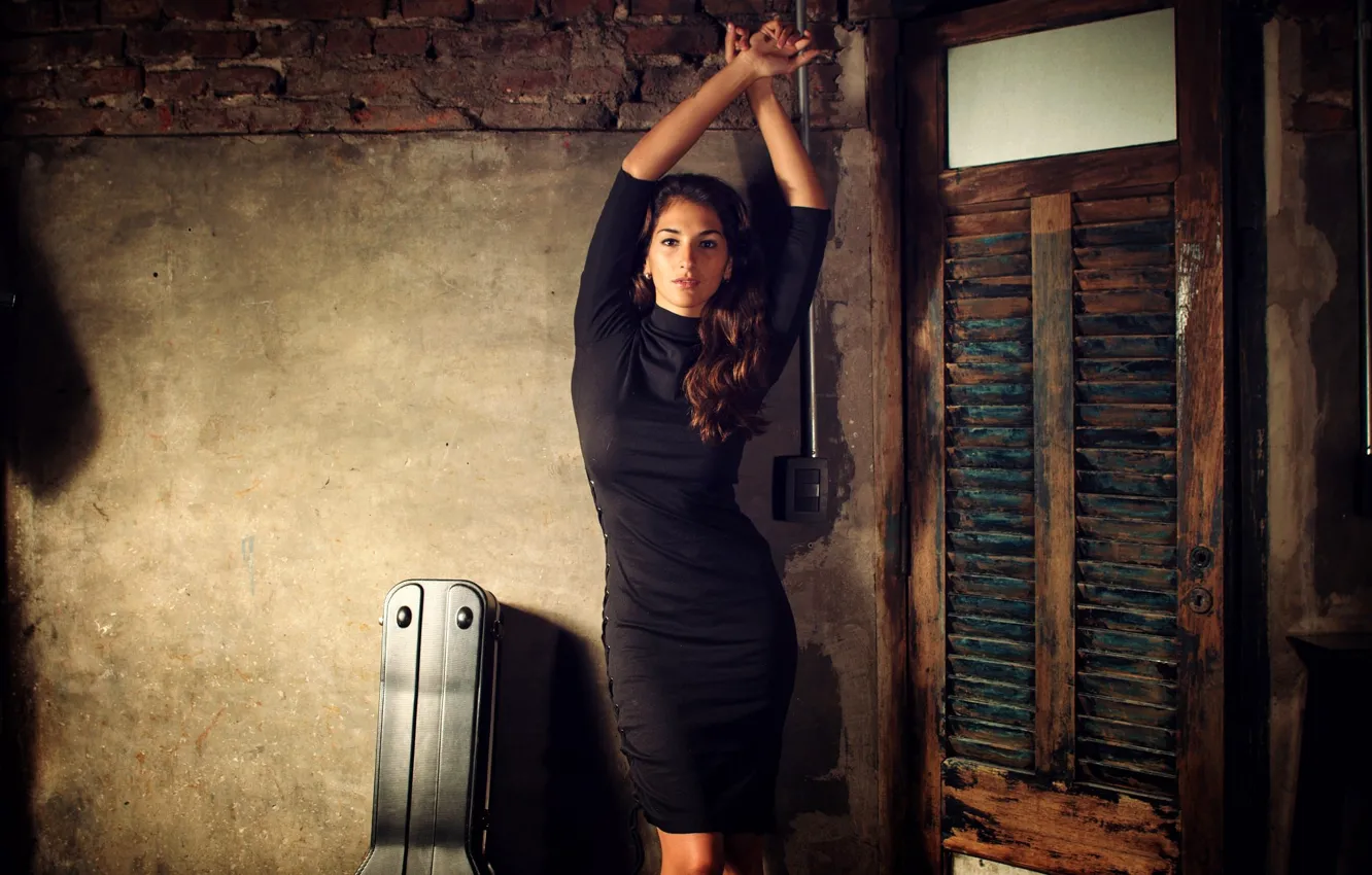 Photo wallpaper look, sexy, pose, model, portrait, makeup, figure, dress