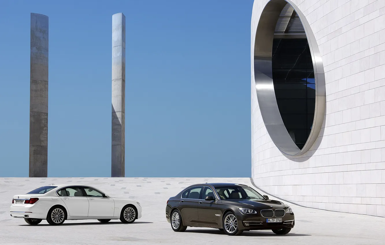 Photo wallpaper machine, auto, two, building, BMW, BMW, day, 7 series