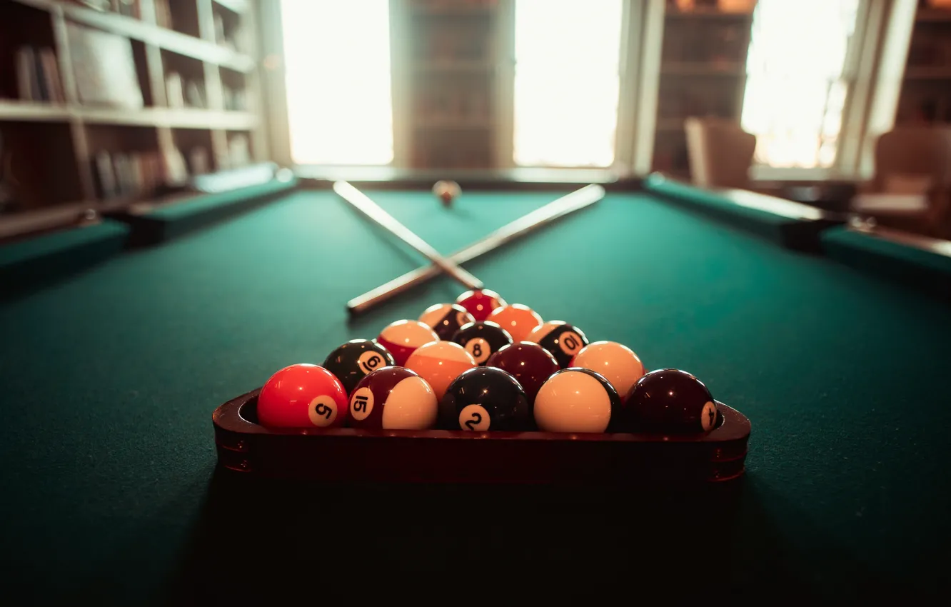 Photo wallpaper table, balls, Billiards