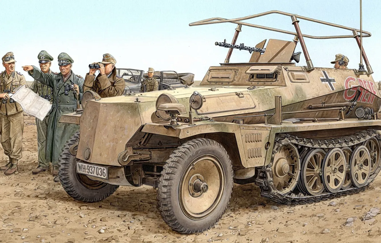 Photo wallpaper Germany, APC, the Wehrmacht, Ron Volstad, Gripping, Special motor vehicle 250, half-track, DAK