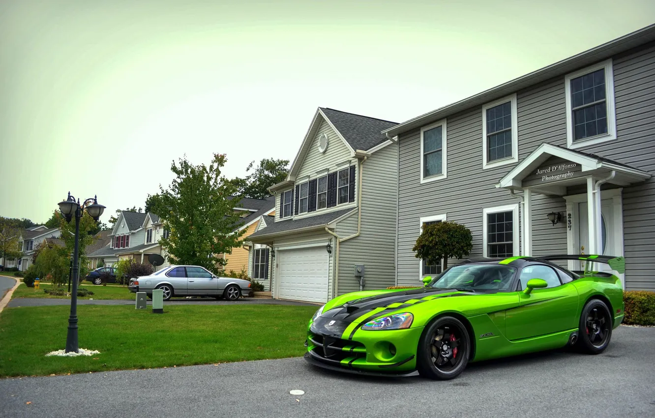 Photo wallpaper green, Dodge, Viper, ACR, SRT-10, Snakeskin Edition