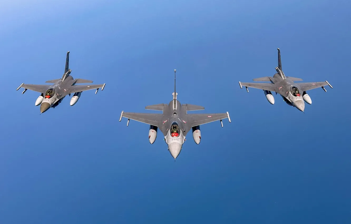 Photo wallpaper F-16, Turkish flag, Turkish Air Force