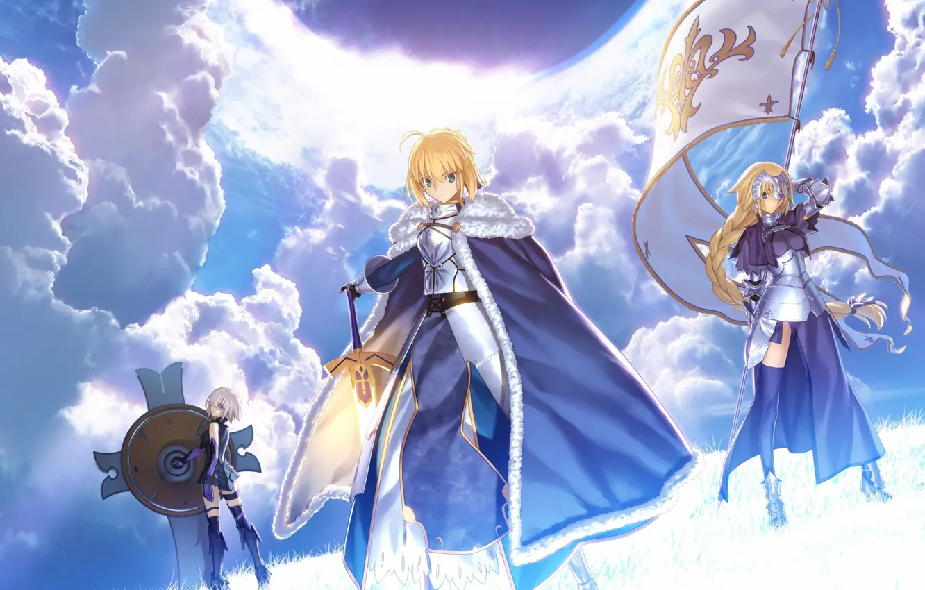 Photo wallpaper sword, saber, anime, crown, pretty, ken, blade, warrior