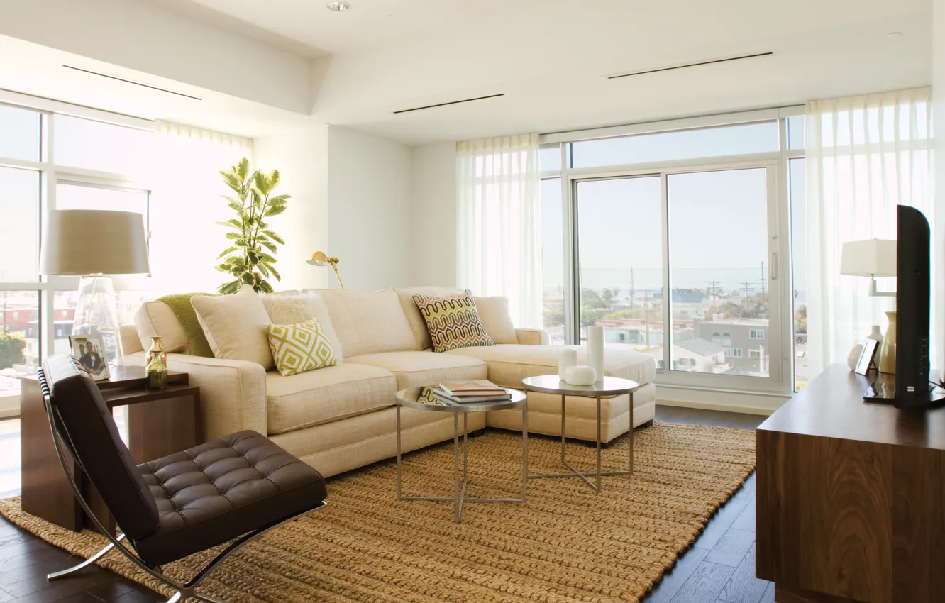 Photo wallpaper design, the city, style, interior, living room, city apartment