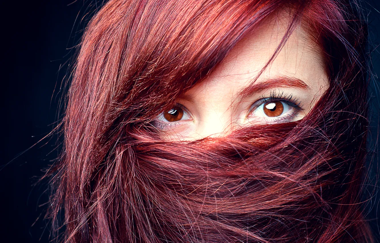 Photo wallpaper eyes, look, girl, face, hair