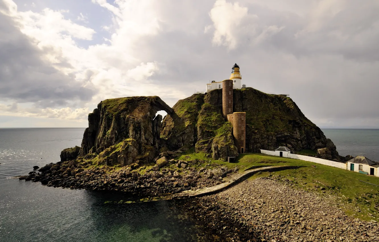 Photo wallpaper sea, landscape, lighthouse, mountain