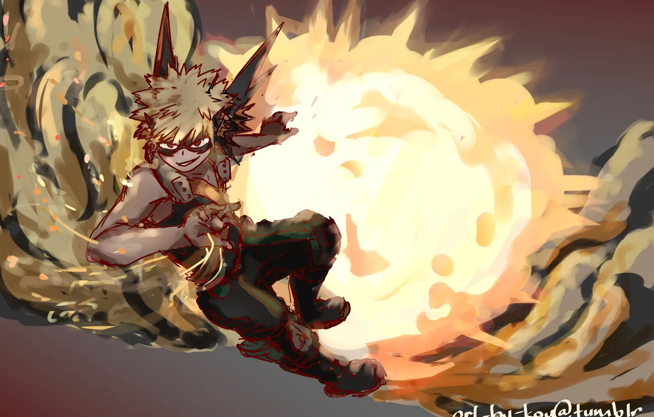 Photo wallpaper the explosion, lights, Boku no Hero Academy, My hero Academy, My Hero Academia, Bakuga Katsuki