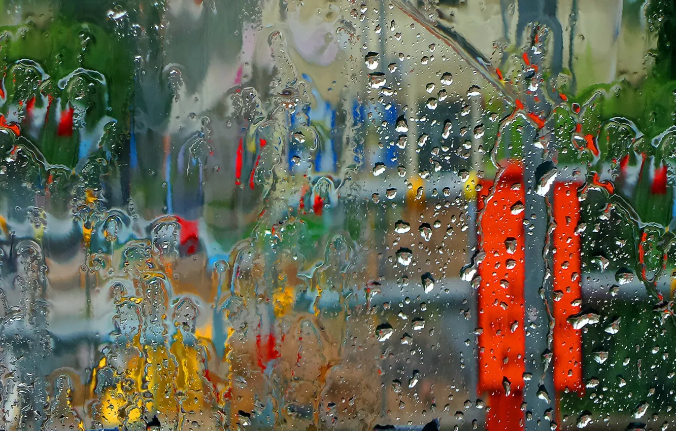 Photo wallpaper glass, background, rain