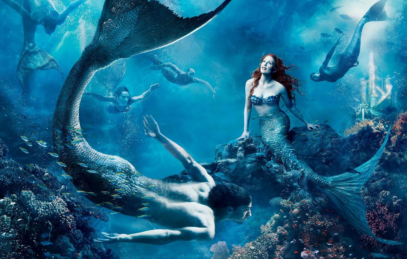 Photo wallpaper sea, mermaid, being, underwater world