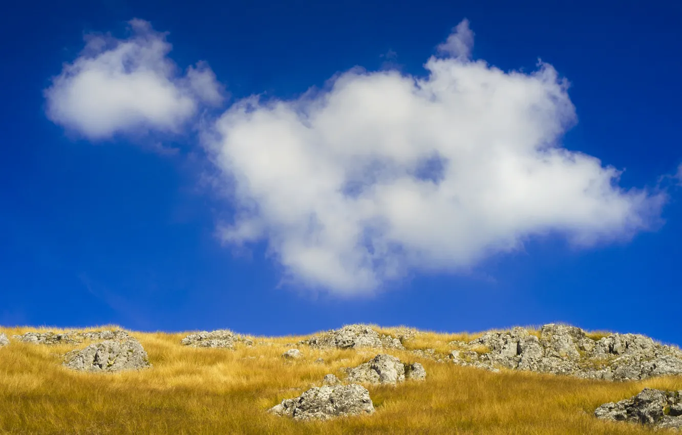Photo wallpaper sky, clouds, hill