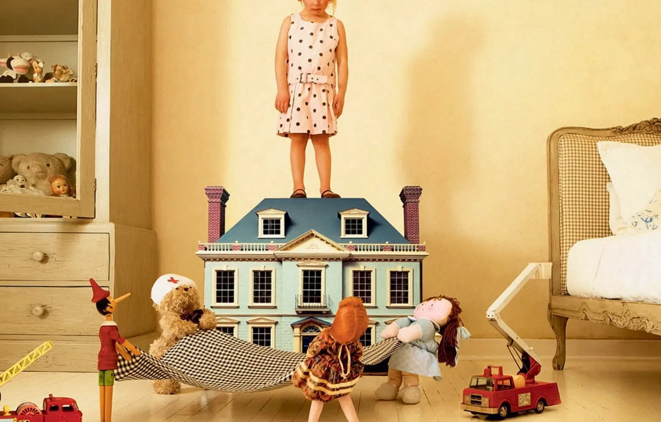 Photo wallpaper children, mood, doll