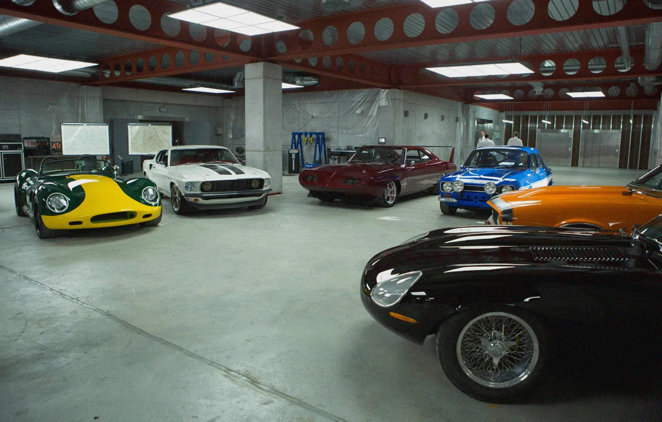 Photo wallpaper machine, garage, sports cars, Furious 6, Dodge Daytona, fast and furious 6