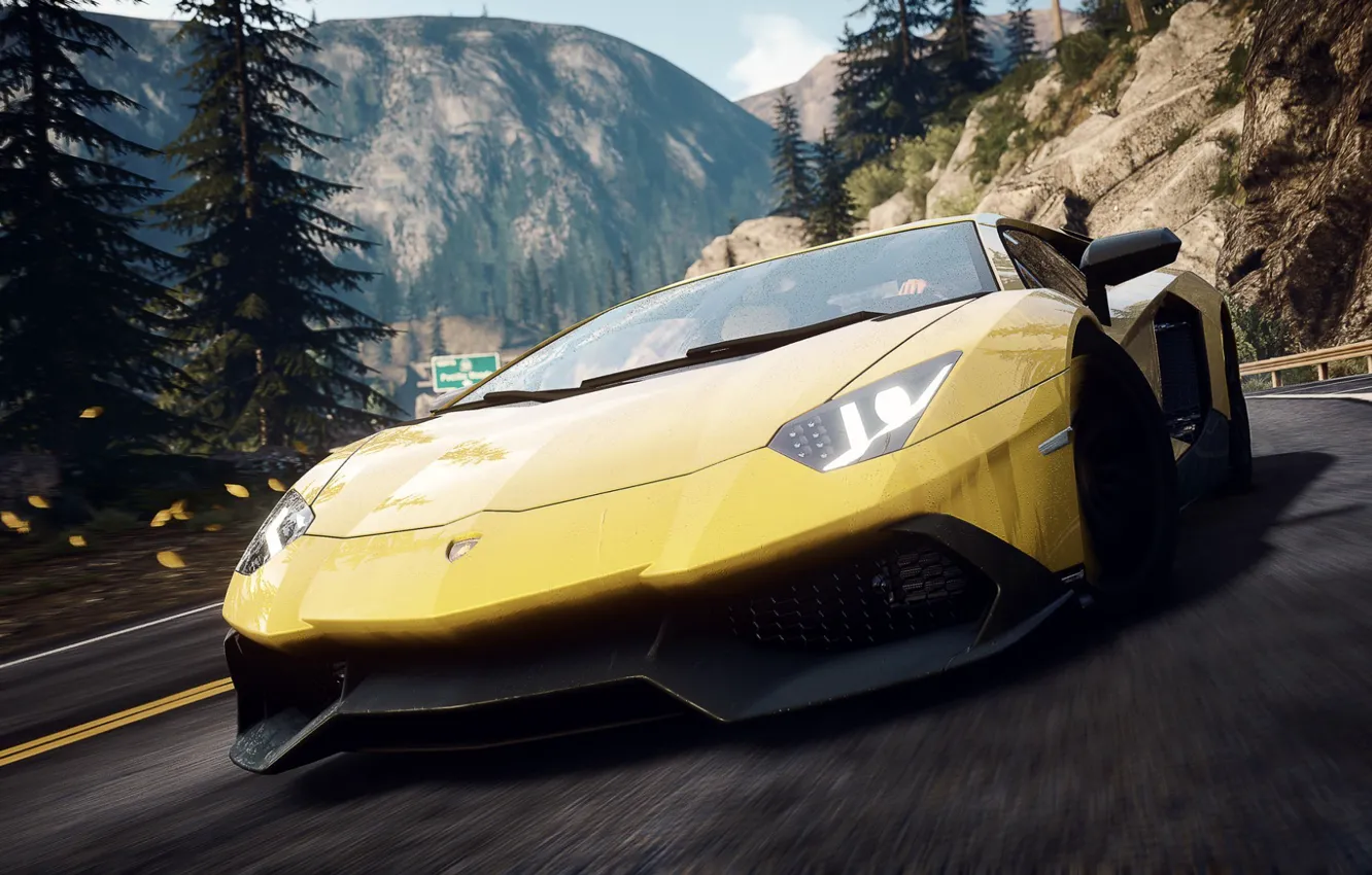 Photo wallpaper Lamborghini, Need for Speed, nfs, yellow, Aventador, 2013, Rivals, NFSR