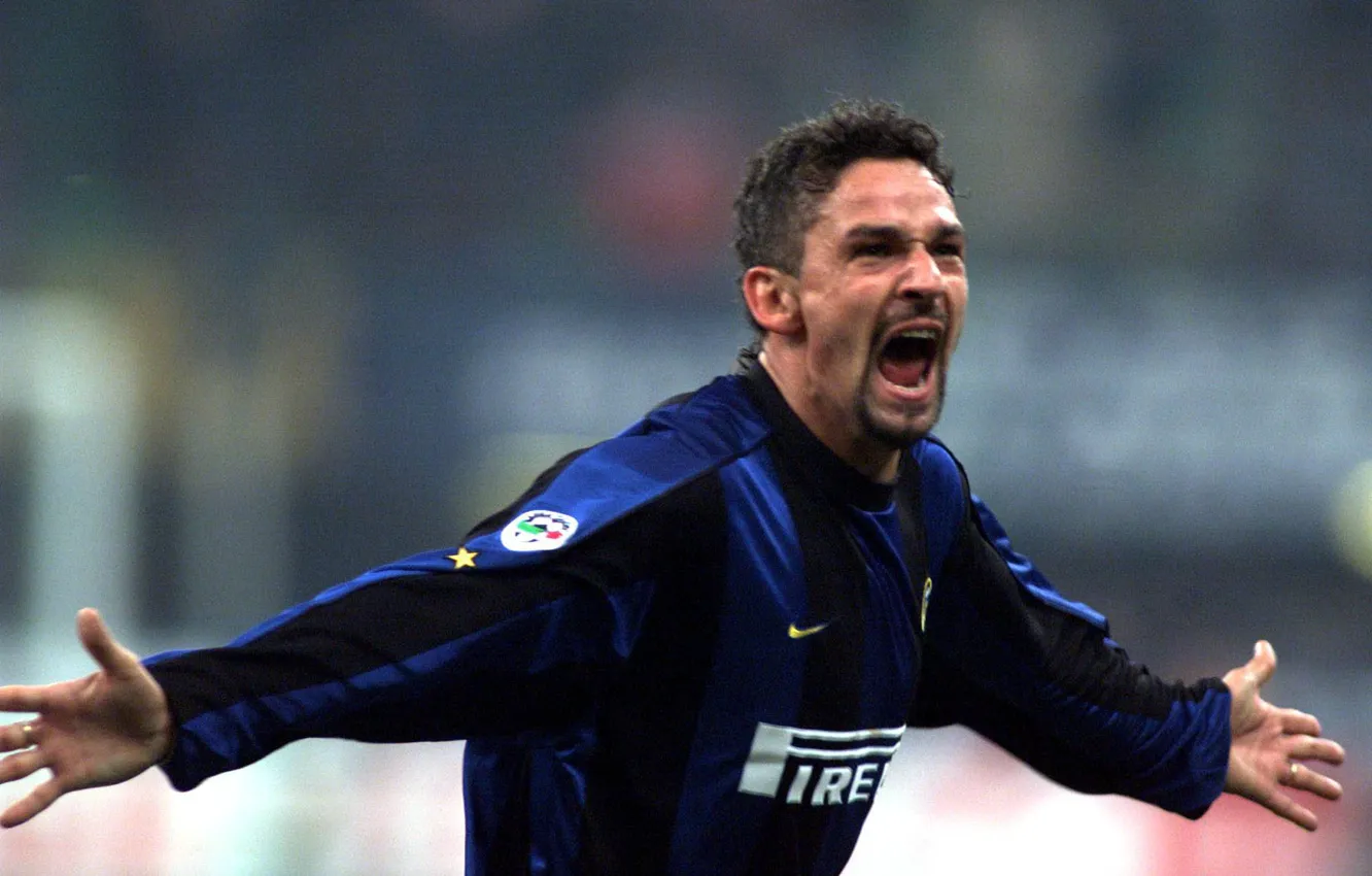 Photo wallpaper romantic, Inter, Pirelli, Roberto Baggio, The Divine Ponytail, Italian footballer, outstanding, attacking midfielder