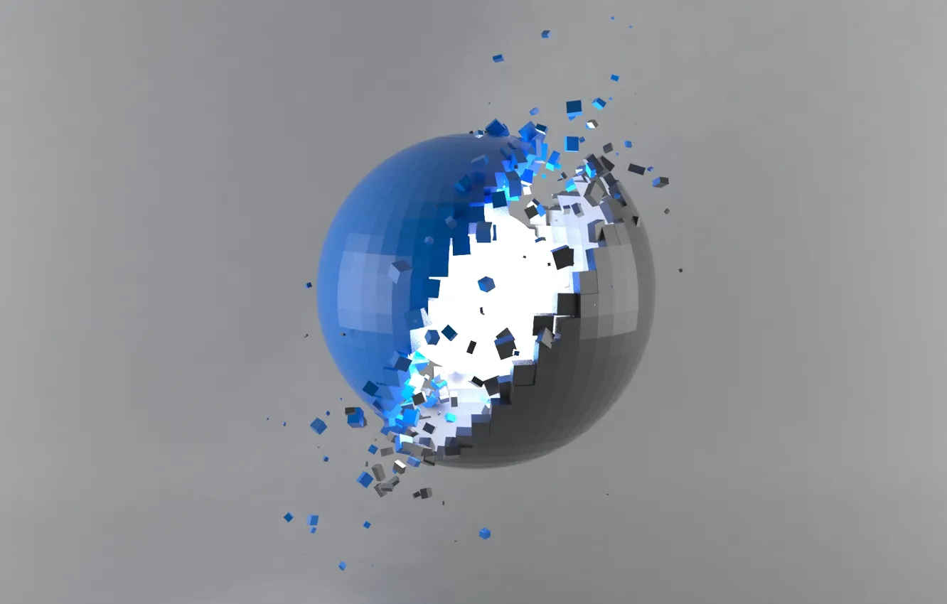 Photo wallpaper balls, glow, minimalism, destruction