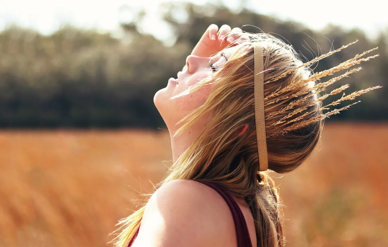 Photo wallpaper girl, sunshine, yellow, brown, sun, brunette, blonde, Cassie Sue