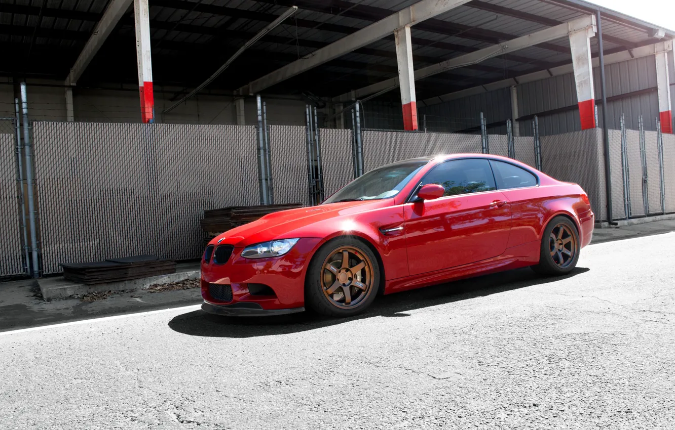 Photo wallpaper red, bmw, BMW, wolf, red, wheels, drives, Blik