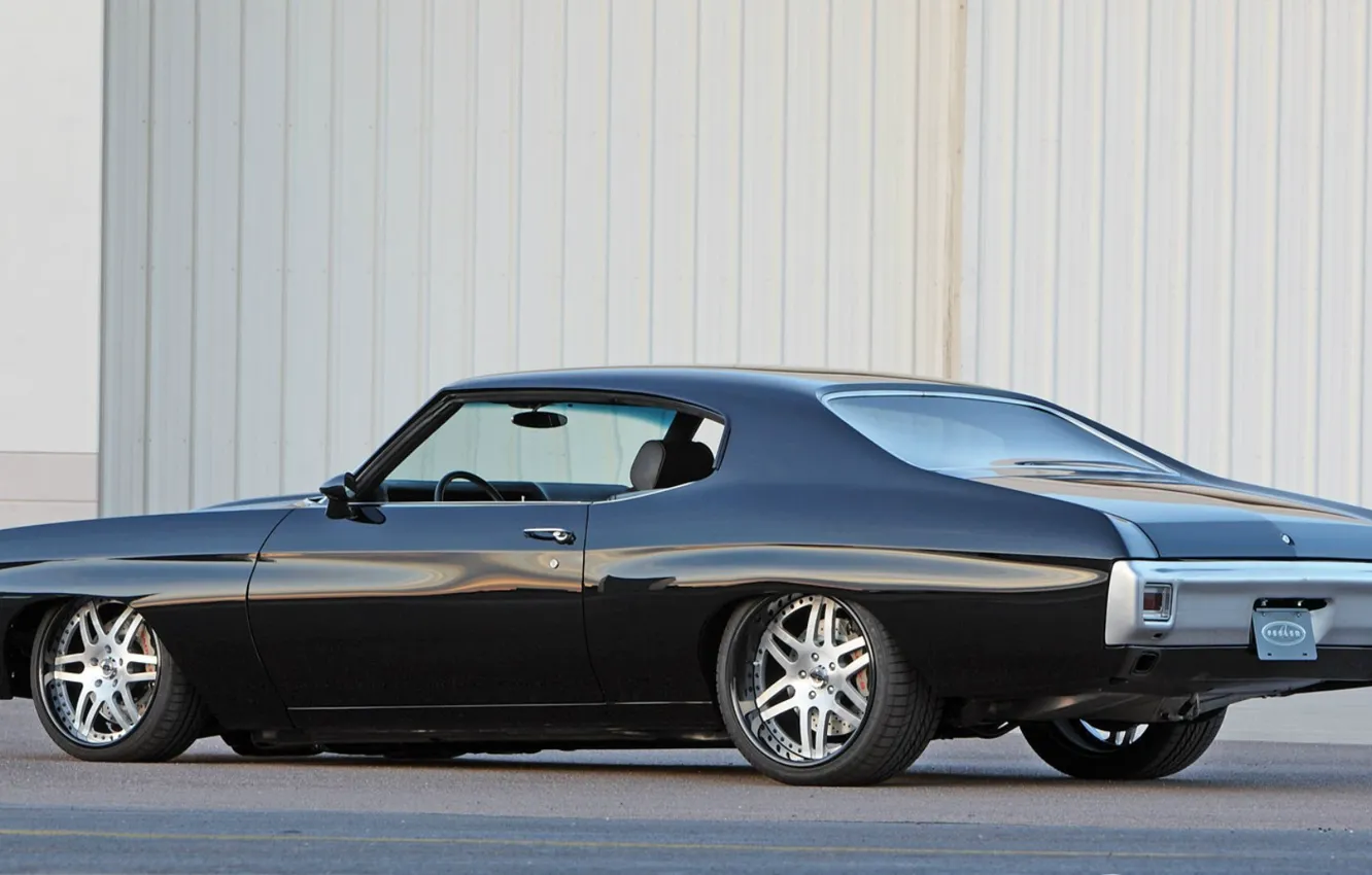Photo wallpaper black, Chevrolet, muscle car, disks., Chevelle SS