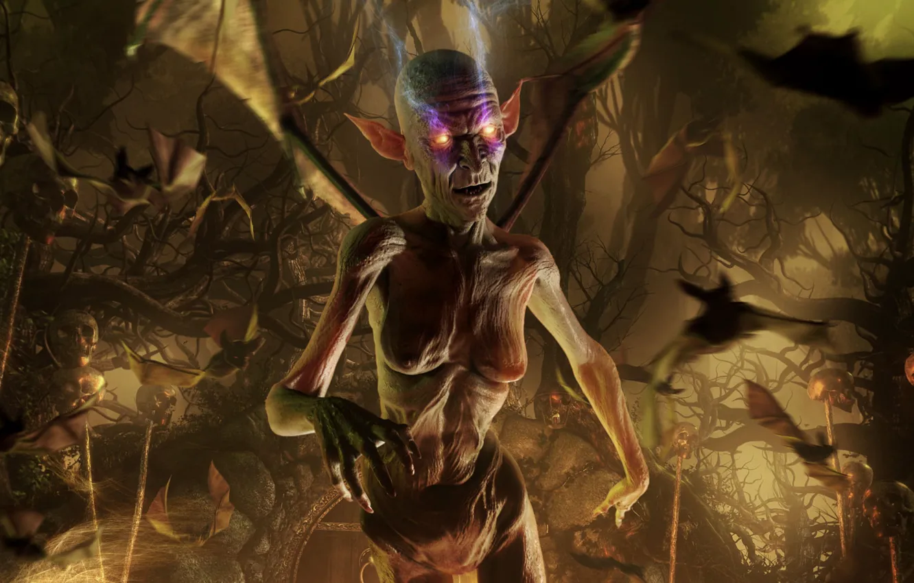 Photo wallpaper forest, the demon, Horror.