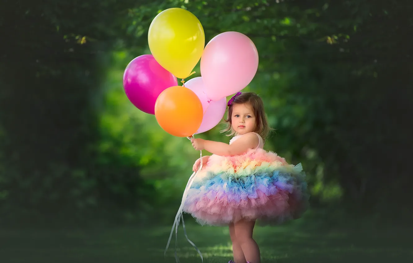 Photo wallpaper balls, balloons, mood, dress, girl