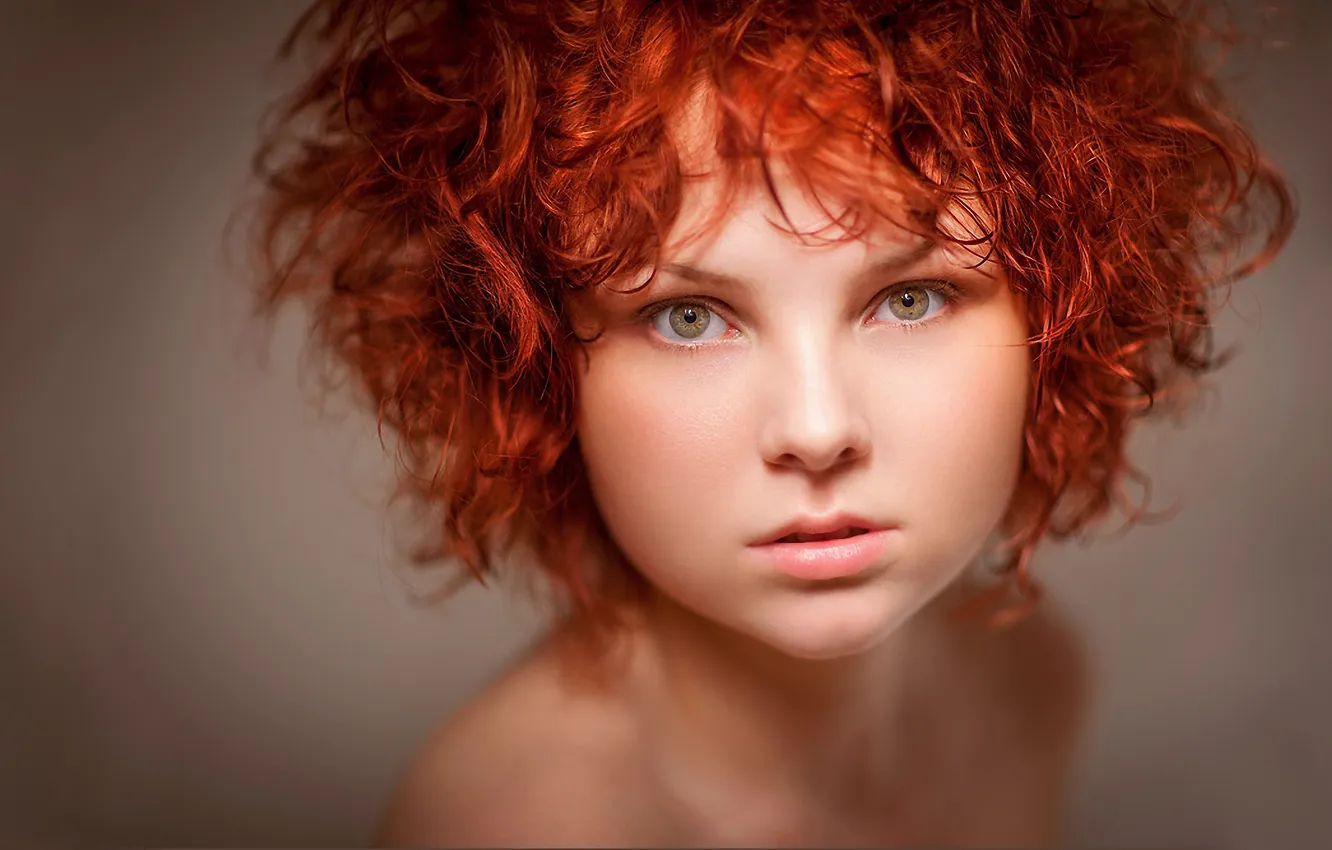 Photo wallpaper girl, emotions, portrait, red