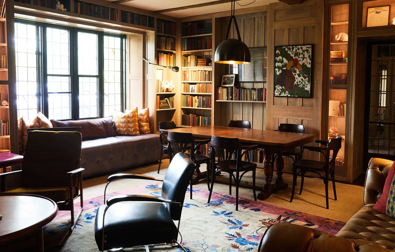 Photo wallpaper design, style, interior, library, living room, dining room