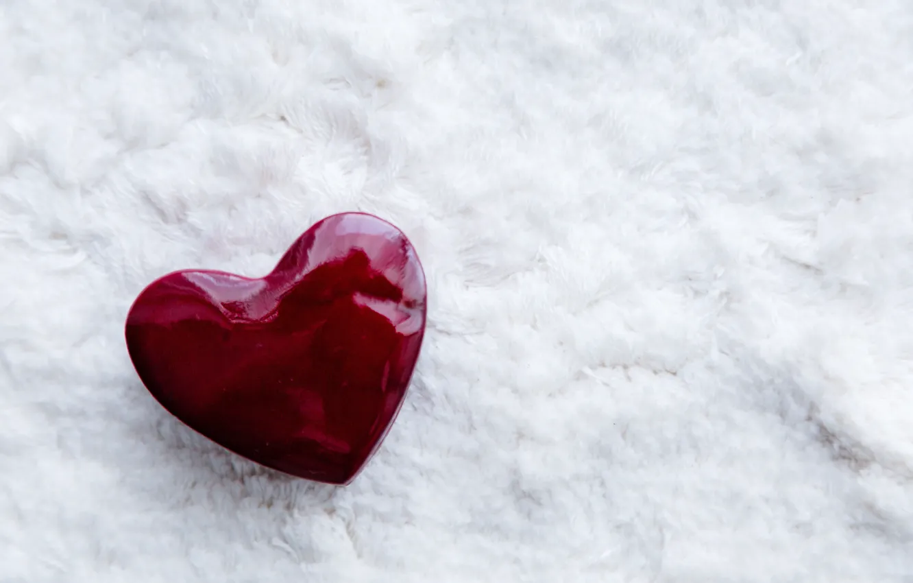 Photo wallpaper snow, minimalism, heart