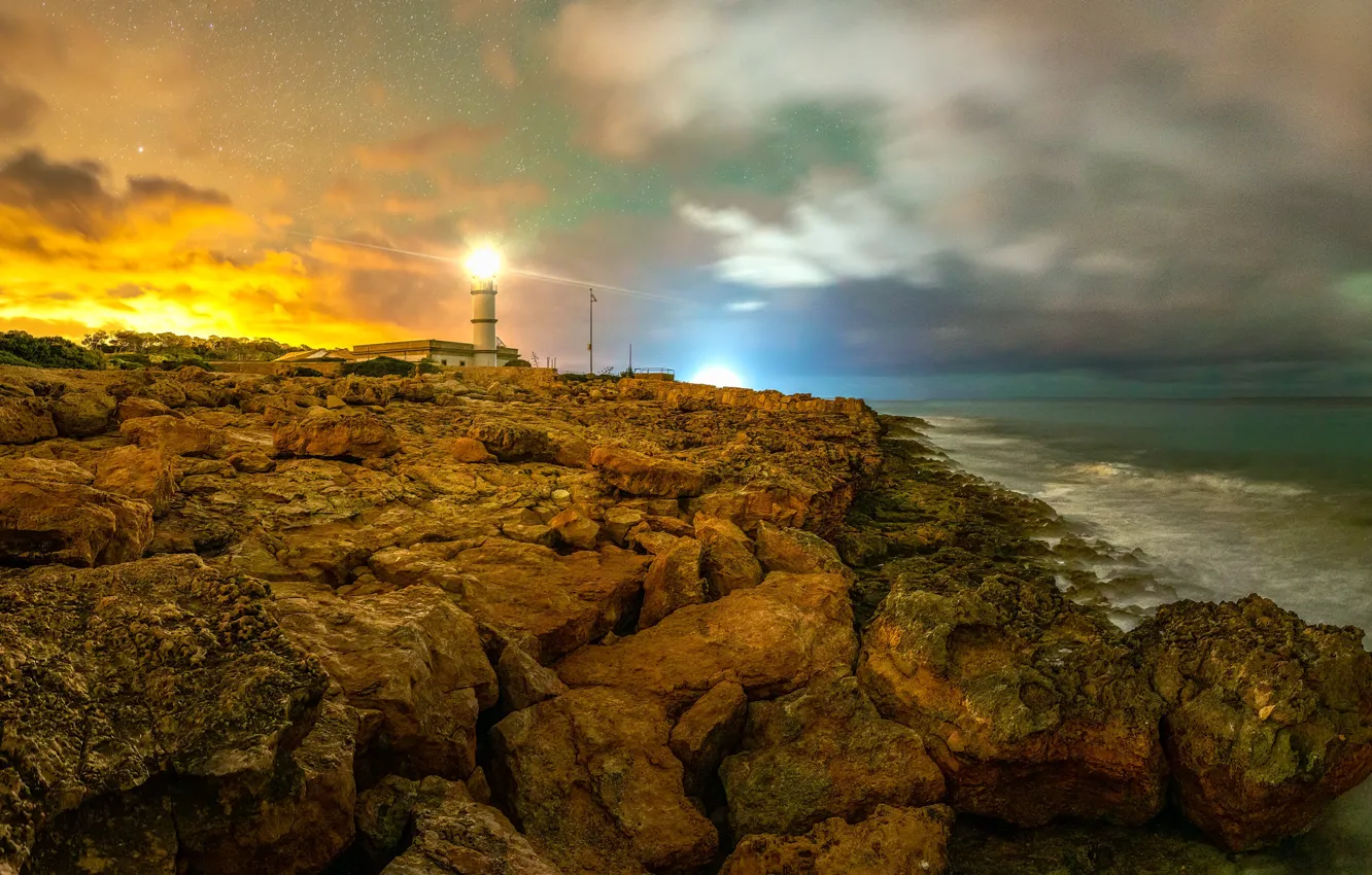 Photo wallpaper sea, rocks, shore, panorama