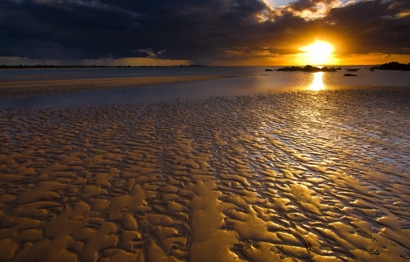 Photo wallpaper sea, landscape, sunset