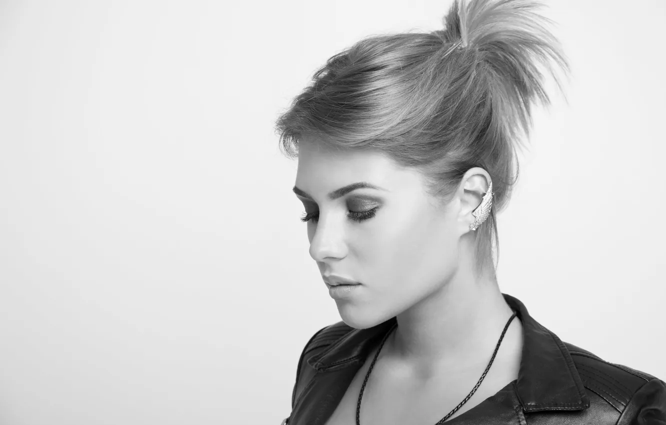 Photo wallpaper eyes, girl, decoration, earrings, makeup, beautiful, Olga Bikbaeva