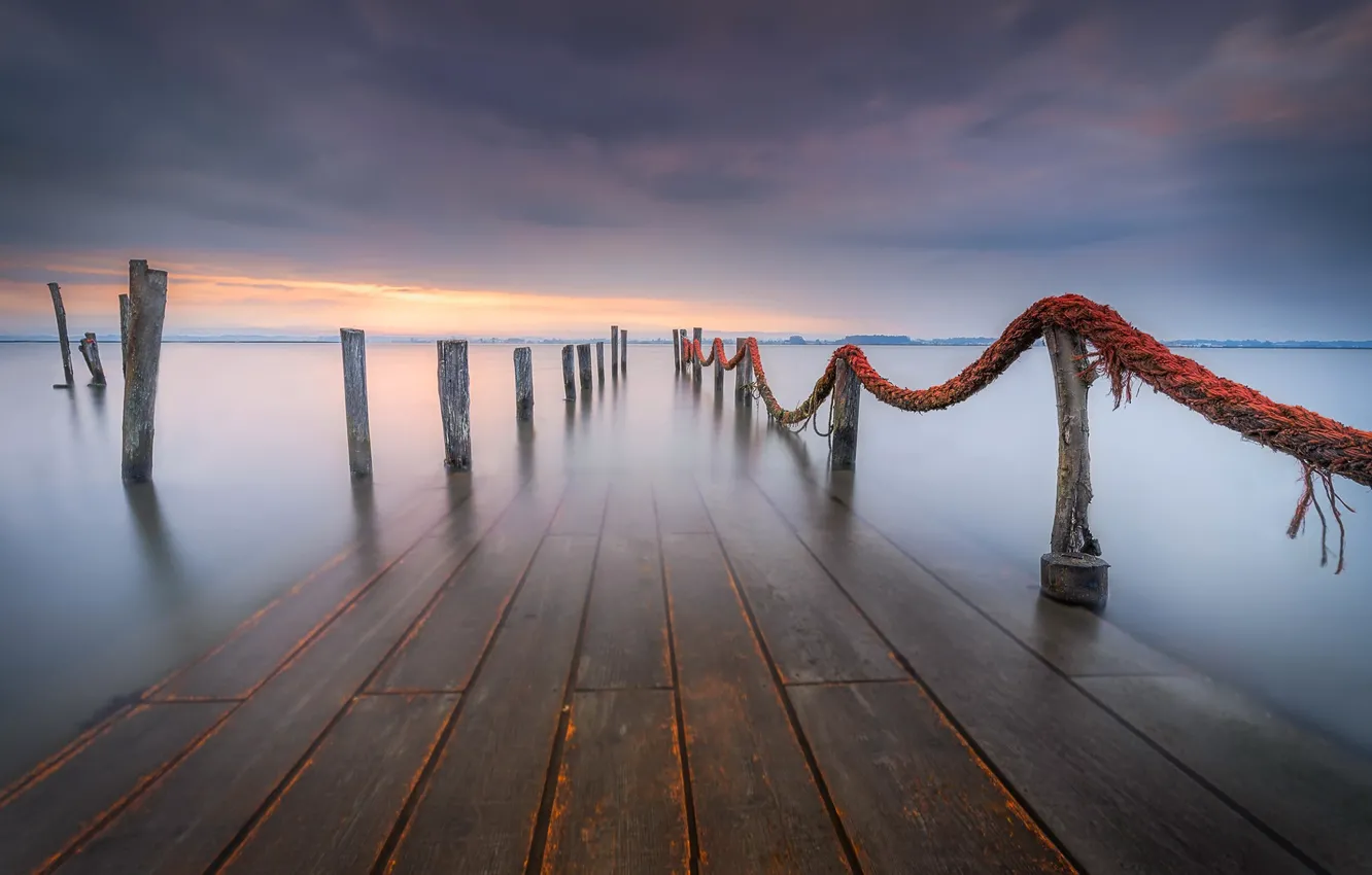 Photo wallpaper the sky, water, pier, pierce, Portugal