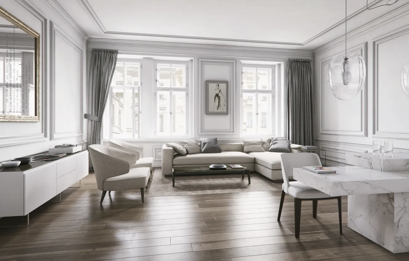 Photo wallpaper living room, Prague, residence