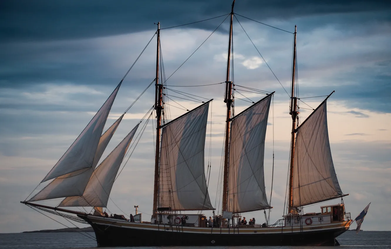 Photo wallpaper sea, ship, sailboat, sails, Finland, The Baltic sea, SVANHILD