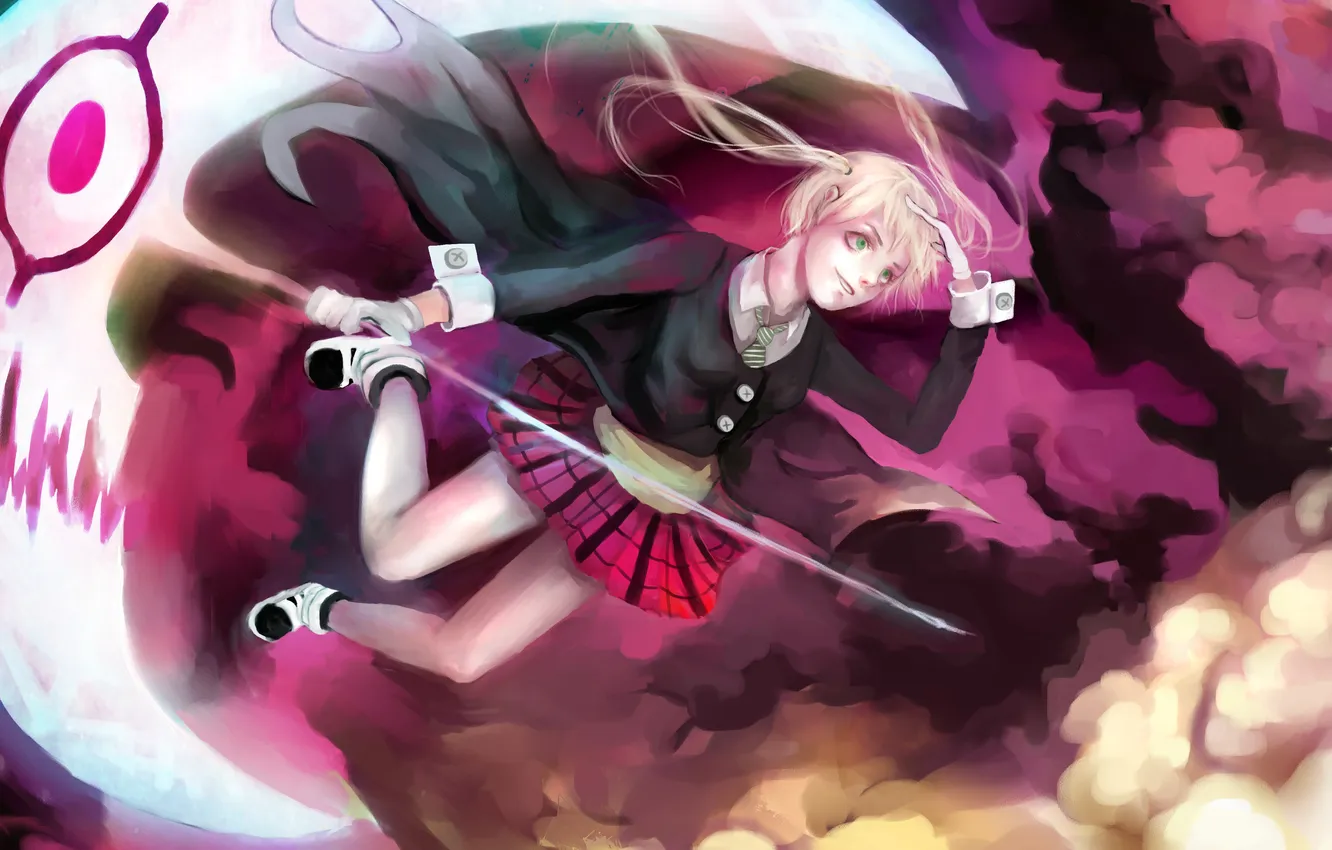 Photo wallpaper the moon, girl, Soul Eater, Maka Albarn