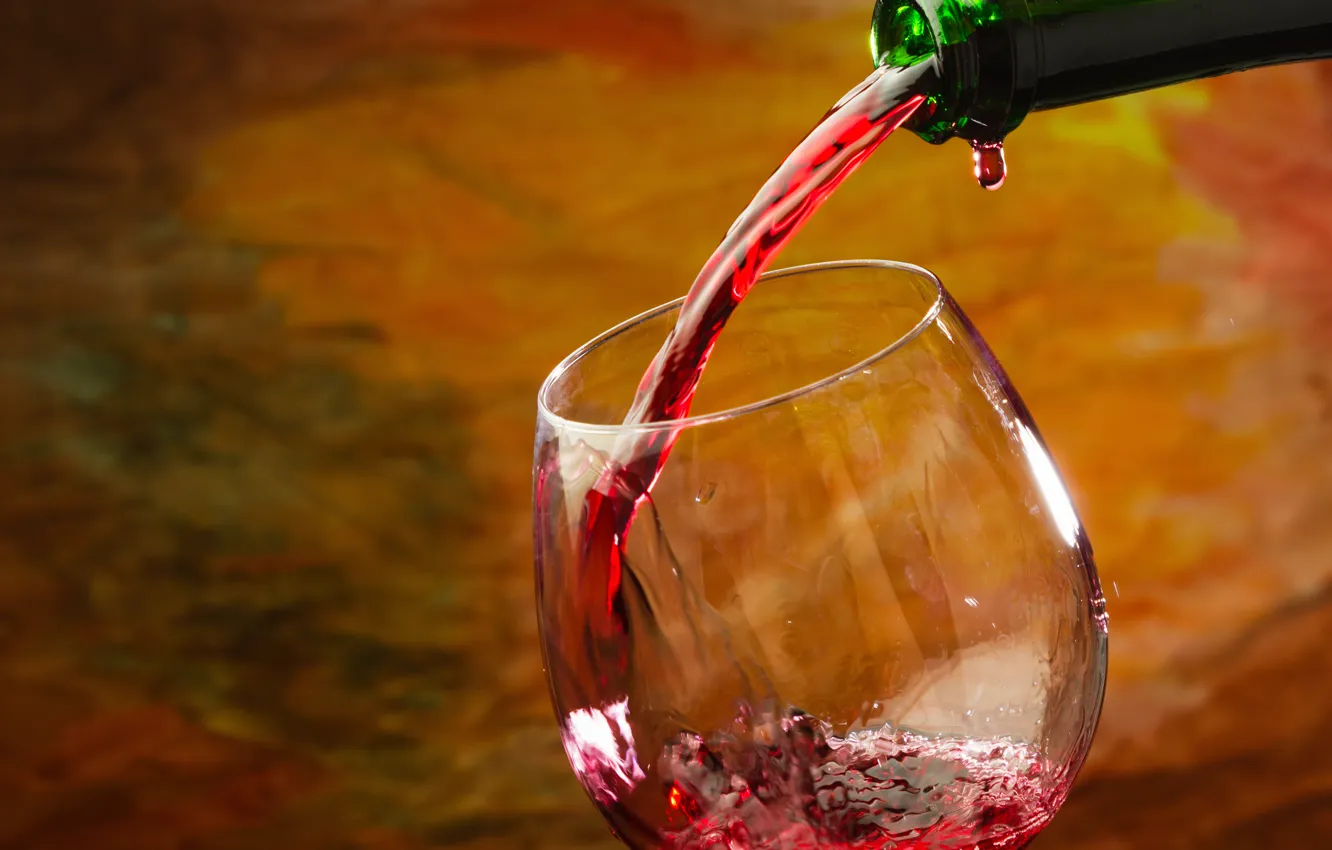 Photo wallpaper wine, red, glass, bottle