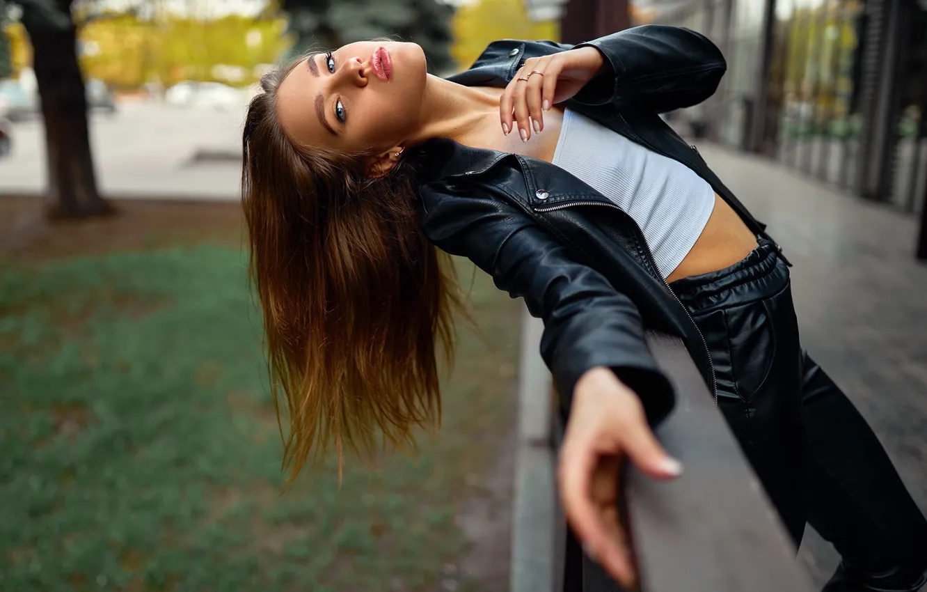 Photo wallpaper look, girl, nature, photo, model, jacket